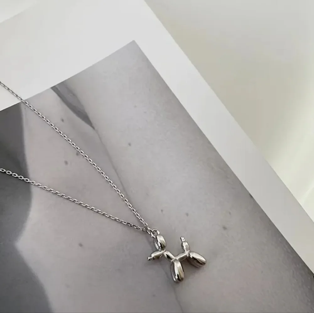 Silver Balloon Dog Necklace